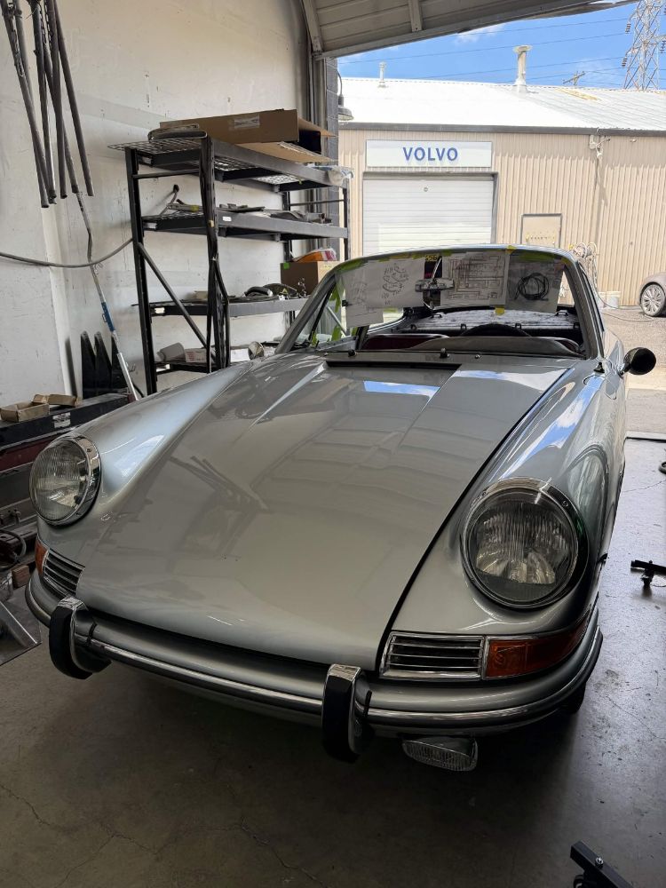 The fully restored 1966 Porsche 911 in factory silver, finished at Trafton's Foreign Auto